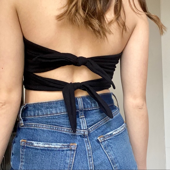 Aritzia Wilfred Daveney Black Bow Tube Top - Picture 3 of 5